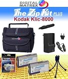 TheZipKit PLUS for Kodak Klic8000. Includes: Deluxe Accessory Case, Mini Tripod, 2 Klic8000 1700mAh batteries, mini AC/DC Charger, LCD Protector and more. Batteries made with Cells from Japan or USA! (NON OEM). Compatible with Kodak Easyshare Z812 IS, Z1012 IS, Z1015 IS, Z1085 IS, Z1485 IS, Z612, Z712 IS, Z8612 IS, Zx1.