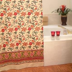Tropical Garden ~ Colorful Country Cottage Fabric Shower Curtain 72x72