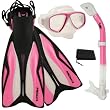 PROMATE ForcePace Fins Dry Snorkel Scuba Diving Purge Mask Snorkeling Set