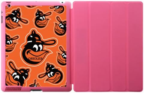 Wake/Sleep Stand Smart case with MLB Baltimore Orioles baseball theme for iPad2 & iPad 3 by padcaseskingdom(Pink)
