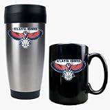 Atlanta Hawks Stainless Steel Travel Tumbler and Black Ceramic Mug Set
