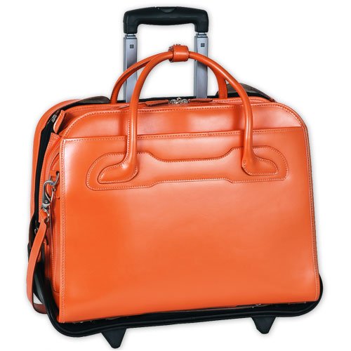 McKlein W Series WILLOWBROOK Leather Detachable Wheeled Ladies Case - Orange McKlein USA W Series Willowbrook Leather Detachable - Wheeled Ladies' Case