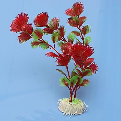 New 20cm Red Plastic Water Plant Landscaping Aquarium Fish Tank Ornament Decoration Set40