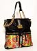 Natsuki- Vintage Japanese Kimono Black Leather Lambskin Messenger Bag with Silk Brocade Interior Ooak