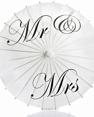 Mr &amp; Mrs Painted Wedding Paper Parasol