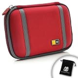 Small RED Hard Drive Case for Ultra Protection for Mini / Slim External HardDrives - Provides Storage for IOMEGA eGo and accessory cables ( Internal case dimentions: 6" x 3.75" x 1.25" see compatibility below ) *** Includes Accessory Bag