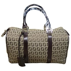 Fendi Brown Zucchino Canvas Forever Boston Duffel 8BL098-TN9-F0LK9