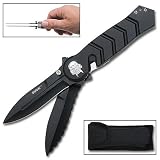 Dual Blade Folding Knife Black Aluminum Handle