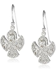 Silver Plated Crystal Angel Dangle Earrings