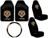 Ed Hardy Tiger Seat Covers, Floor Mats, Steering Wheel Cover 5-pc Set