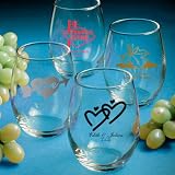 Holiday Themed Stemless Wine Glass - Personalized