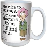 Tree-Free Greetings lm43868 Hilarious Aunty Acid Nice to Nurses by The Backland Studio Ceramic Mug, 15-Ounce