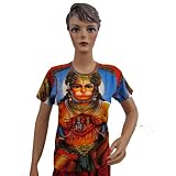 Womens T-shirt Lord Hanuman Print Yoga Clothing Cotton Tee Shirts Bohemian M