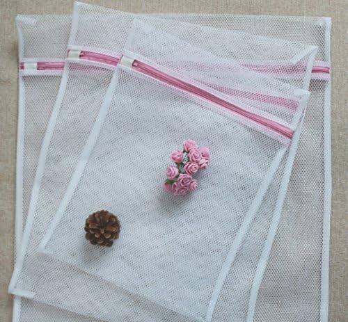 Mesh Dryer Bag - 4 Net Laundry Washing Bag, White Zippered Delicates, Lingerie, Bra and Undergarment Protector Travel Pouch