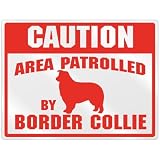 New Caution : Area Patrolled By Border Collie Parking Sign Dog