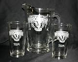 University of Wisconsin Badgers Etched Glass Beer Set Pitcher & 2 Ice Tea Glasses
