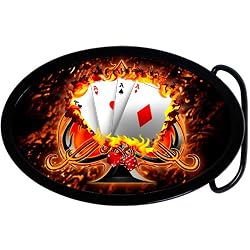 Burning Poker Four Aces Belt Buckle