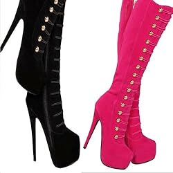 BUTTON MILITARY Stiefel HIGH HEELS (lila, 37)