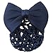 Bowknot Decor Barrette Bun Cover Net Snood Hair Clip For Women,Blue