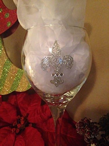Hand Painted Fleur De Lis Wine Glass