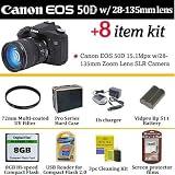 Canon EOS 50D 15.1MP W /28-135mm Zoom Lens Digital SLR Camera 2807B005 + 8GB Memory + 3 Piece Filter Kit + Extra BP511 Battery + Pro Hard Case & ButterflyPhoto Package