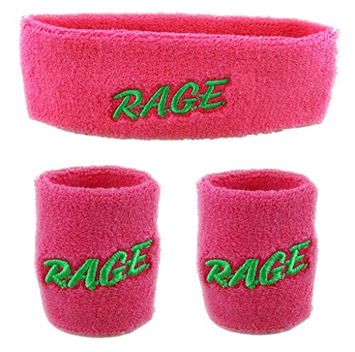 Funny Guy Mugs RAGE Sweatband Set (3-Pack: 1 Headband & 2 Wristbands)