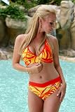 Women's Swimsuit Separate by Blue Sky Swimwear Red/Orange V-Front Bottom: Bathing Suit Bottom Only