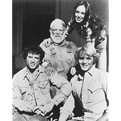 CATHERINE BACH AS DAISY DUKE, DENVER PYLE AS UNCLE JESSE DUKE, JOHN SCHNEIDER AS BO DUKE, TOM WOPAT AS LUKE DUKE FROM THE DUKES OF HAZZARD #1 - SCHWARZ-WEISS - Filmfoto - Standard - 10x8" (25x20cm)