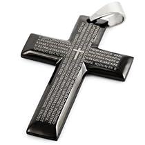 Mens Black Stainless Steel Cross Bible Pendant Necklace Mens Black Stainless Steel Cross Bible Pendant Necklace