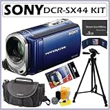 Sony DCRSX44 DCR-SX44 4GB Flash memory Handycam Camcorder with 60x Optical Zoom in Blue + 8GB Deluxe Accessory Kit