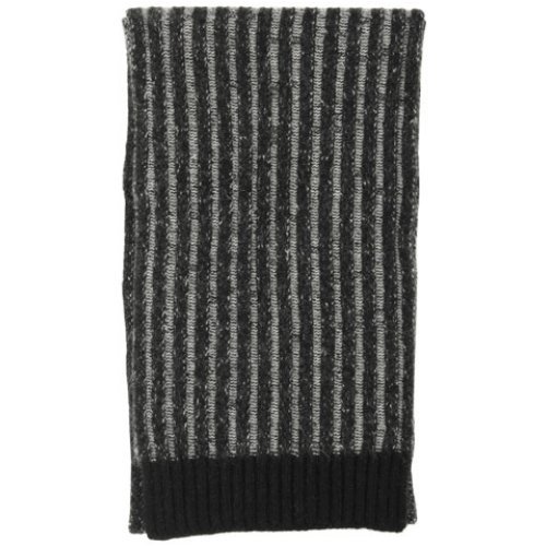 Buy Portolano black two-tone ribbed cashmere scarf