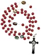 Red Faux Pearl Link Rosary Necklace - 22 in Necklace - 8mm Beads