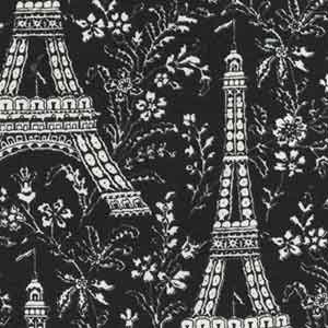 Eiffel Tower Black Fabric Two Yards (1.8 m) CX1248-Black