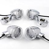 Complete Set Universal Style Cruiser Chopper Front & Rear Amber LED Turn Signals... by Astra Security