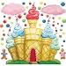 Cotton Candy Land Castle Clouds Wall Mural