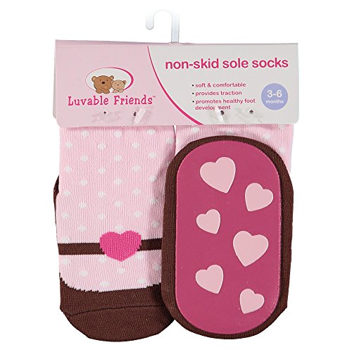Luvable Friends Baby Girls' Non-Skid Sole Socks