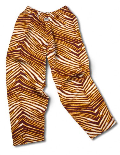 Zubaz Pants: Maroon/Gold Zubaz Zebra Pants