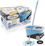 MopRite Spin Mop - Deluxe Stainless Steel Spin Mop and Bucket System with Wheels, Dual Function System for Spin Washing and Drying, Includes 2 Microfiber Mop Heads & Scrub Brush