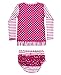 RuffleButts Infant / Toddler Girls Berry Striped Polka LS Rash Guard Bikini