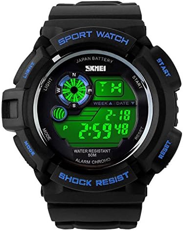 WATCHPL Multi Function Digital LED Quartz Wrist Watch Water Resistant Electronic Sport Watches Blue