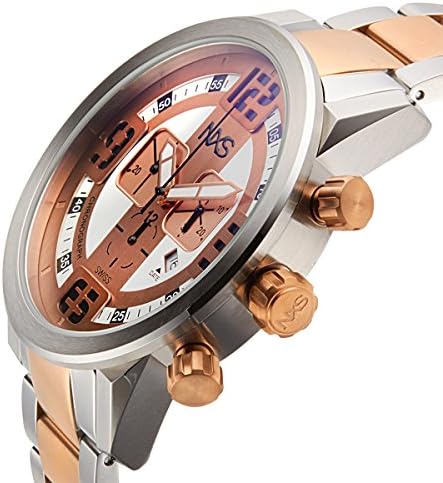 NXS Swiss Chronograph Moto Men's Watch 22 mm Stainless Steel Brecelet Mulitple Layered Dial
