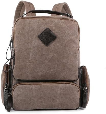 Icon Cool Canvas Leather Backpacks For Men Vintage Rucksack Backpack (Brown)
