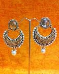 Earrings - Beautiful Elegant White Pearl Polki with Elegant White Stone, Pearls & Diamentes by ADIVA abchiobheo24