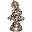 Brass Ganesha Seated Statue Playing Dholak