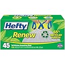 Hefty Renew Recycled Plastic Tall Kitchen Drawstring Bags, 45 Count (Pack of 6)