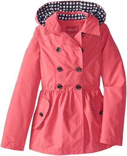London Fog Big Girls' Double Breasted Trench, Fuchsia, 7/8