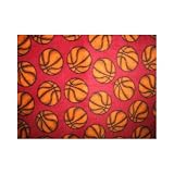 Basketball on Burgandy Fleece Throw Blanket