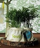 Weddingstar 9070 ECO Mini Drawstring Bag made of 100% Organic Cotton- Green LOVE Print