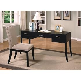 2pcs Contemporary Cappuccino Finish Writing Desk and Chair Set by visiondecor Furniture