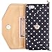 iPhone 6 6s Wallet Case, True Color Premium Leatherette Polka Dots Wristlet Clutch Folio Tri-Fold Wallet Purse Case Cover - Black